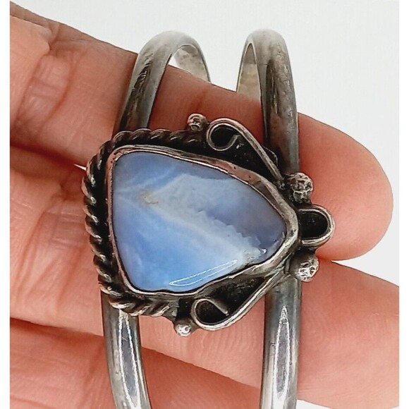 NAVAJO BLUE STONE STERLING BRACELET 925 - Picture 5 of 13